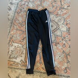 Adidas Kids Black Joggers with White Stripes